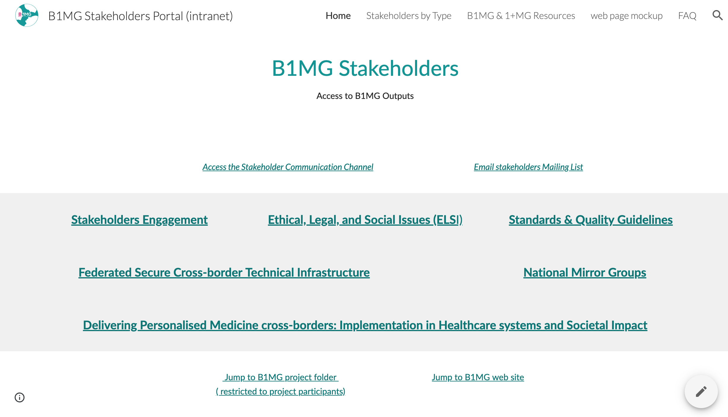 A screenshot of the stakeholder portal